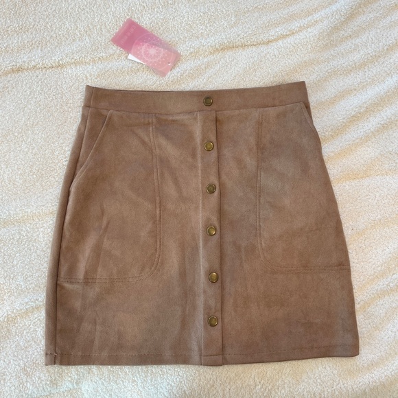 fashion on earth Skirts Snap Front Suede Mini Skirt Poshmark